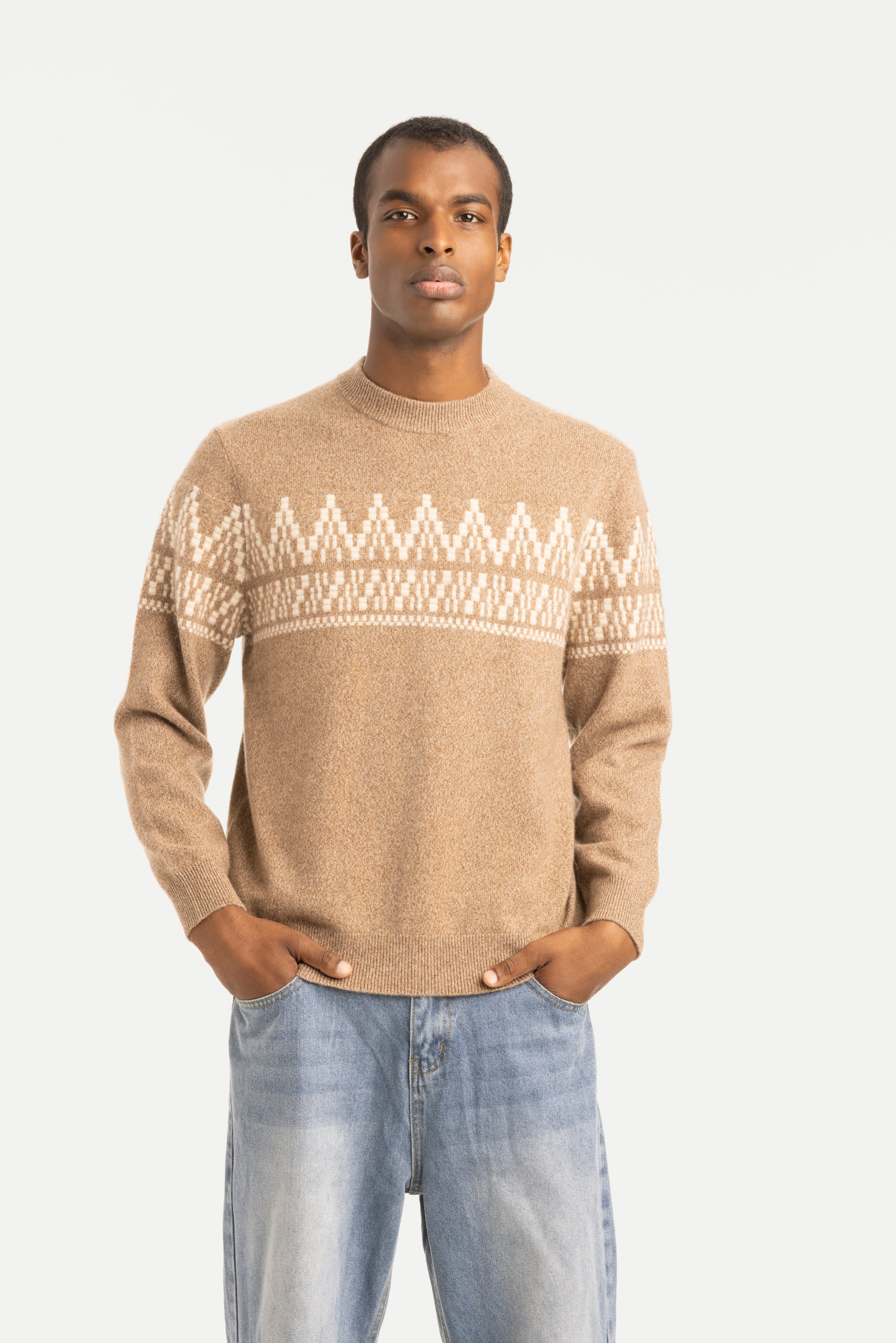 Men's Cashmere Fair Isle Crewneck Sweater - SOLOVA MOVE