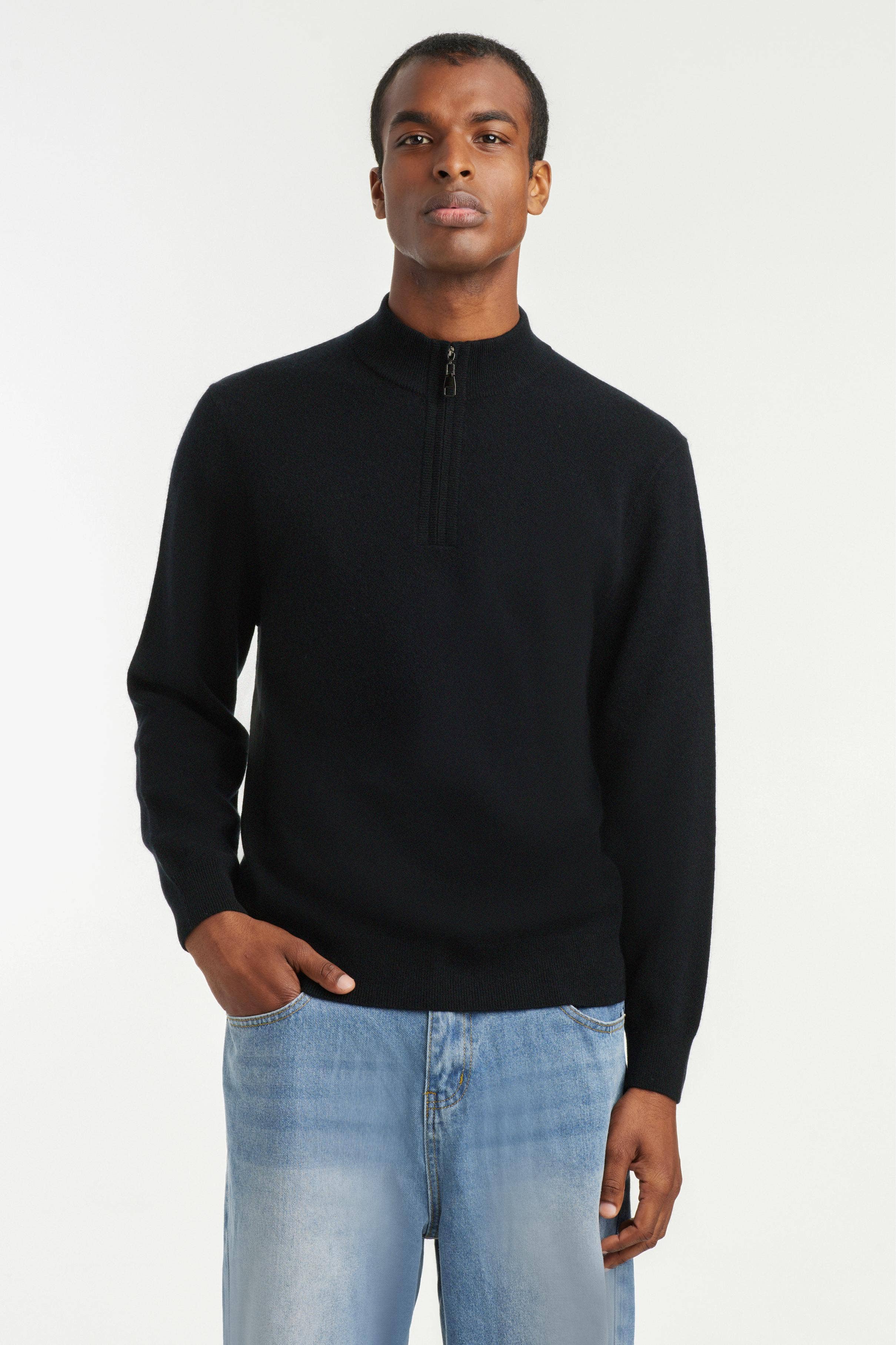 Men's Cashmere Half-Zip Sweater - SOLOVA MOVE