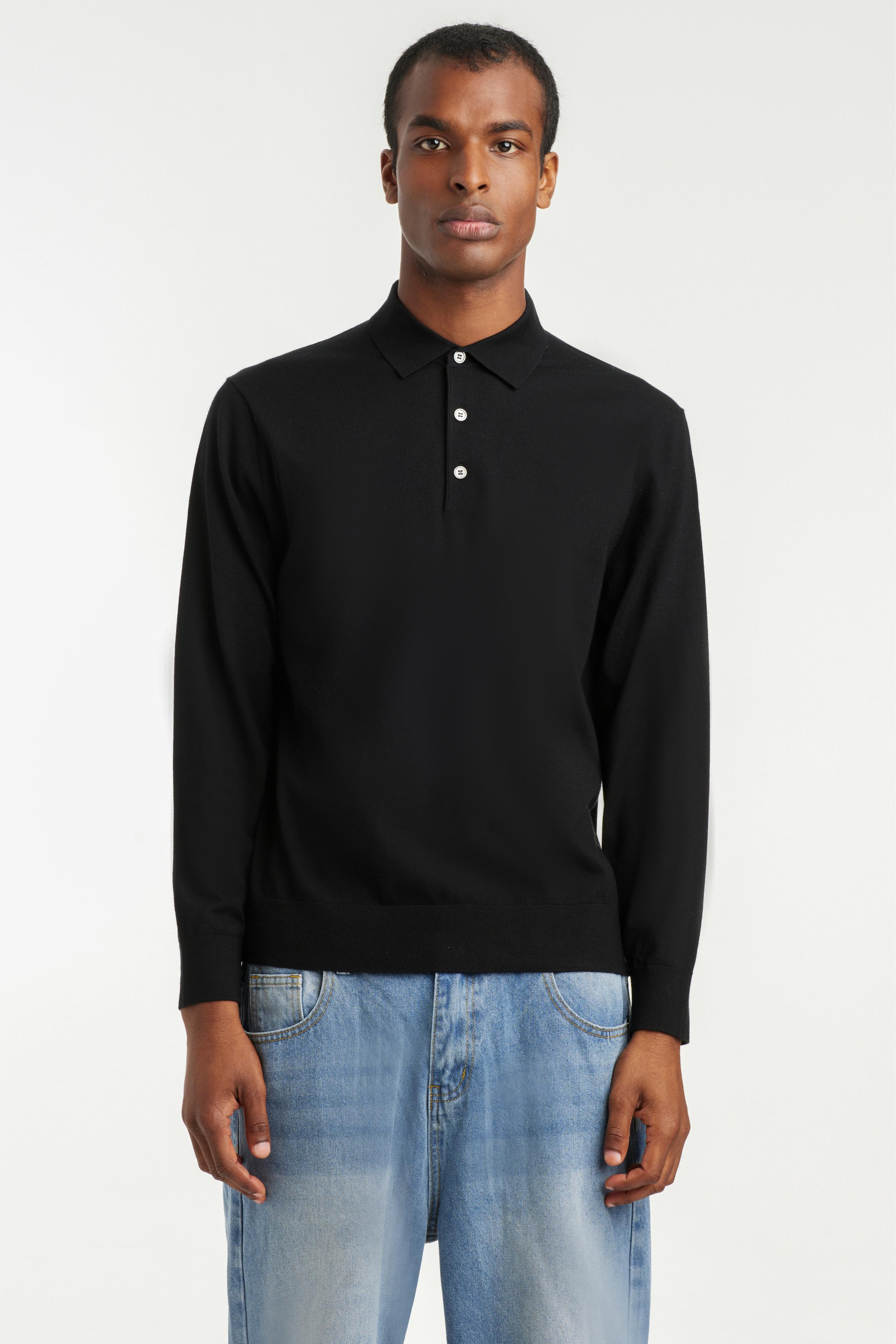 Men's Long Sleeve Cashmere Blend Polo Sweater - SOLOVA MOVE