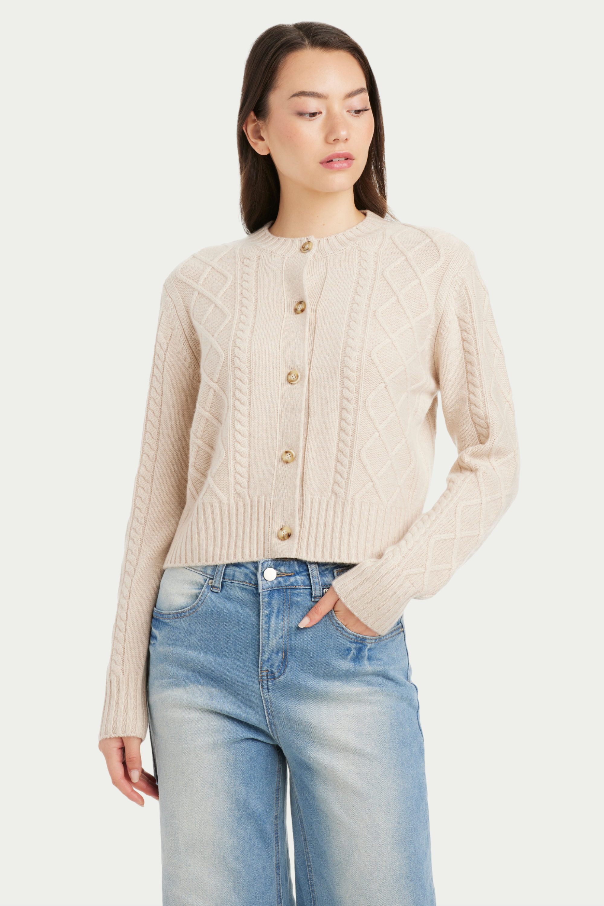 Jane Cable Knit Cashmere Cardigan - SOLOVA MOVE