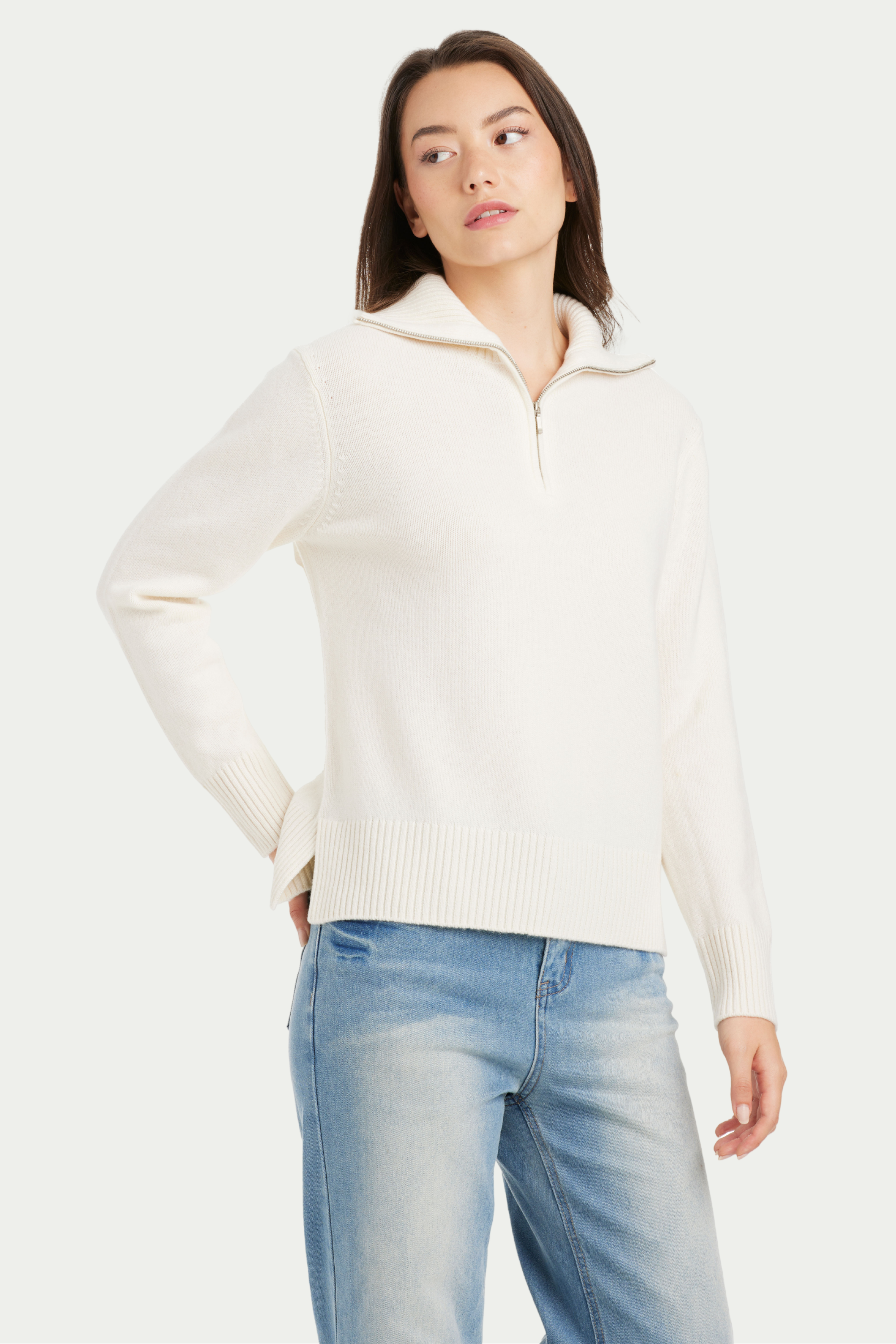 Anna Cashmere Blend Half Zip Sweater - SOLOVA MOVE