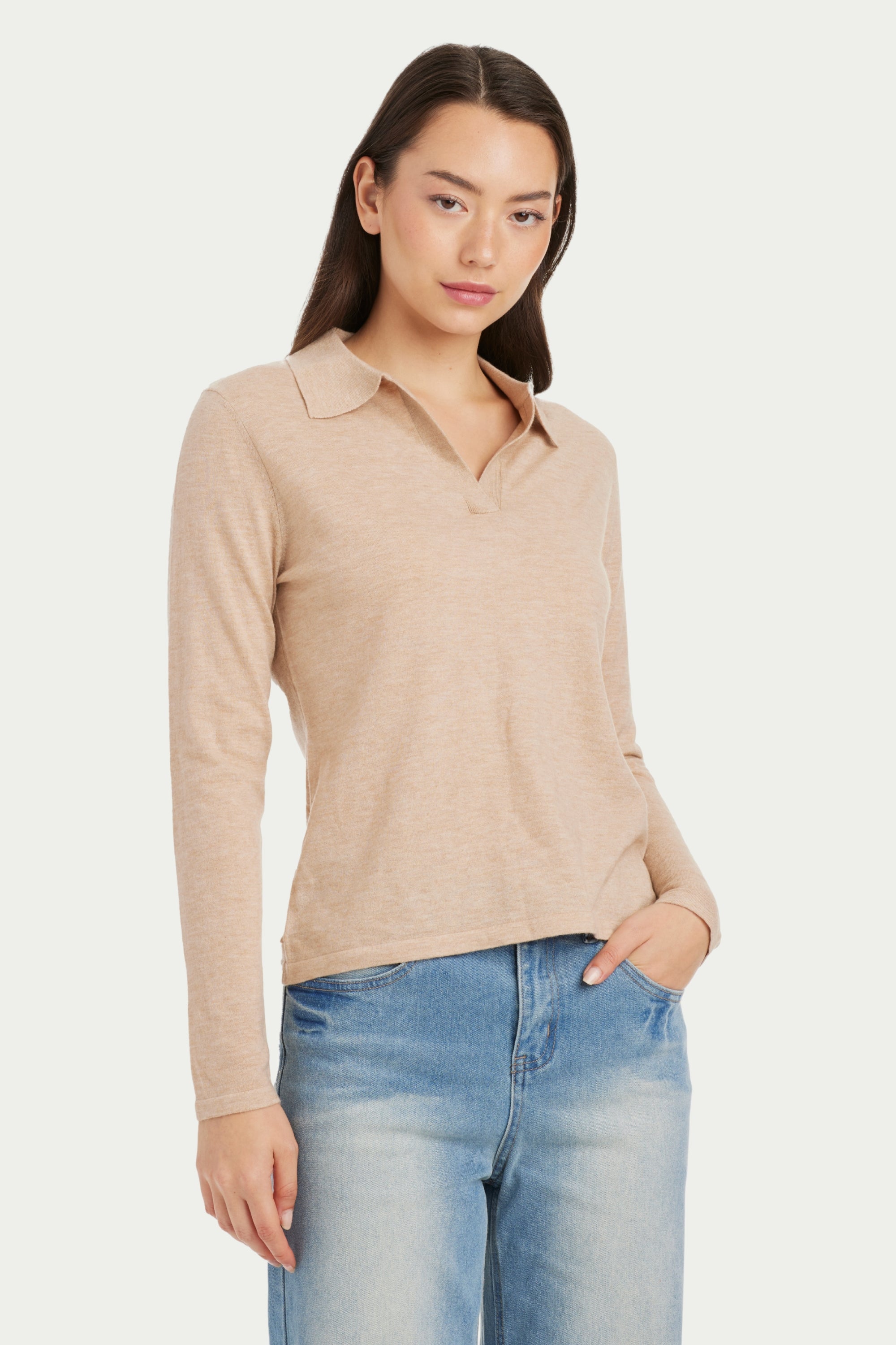 Lucie Cashmere Long Sleeve Polo - SOLOVA MOVE