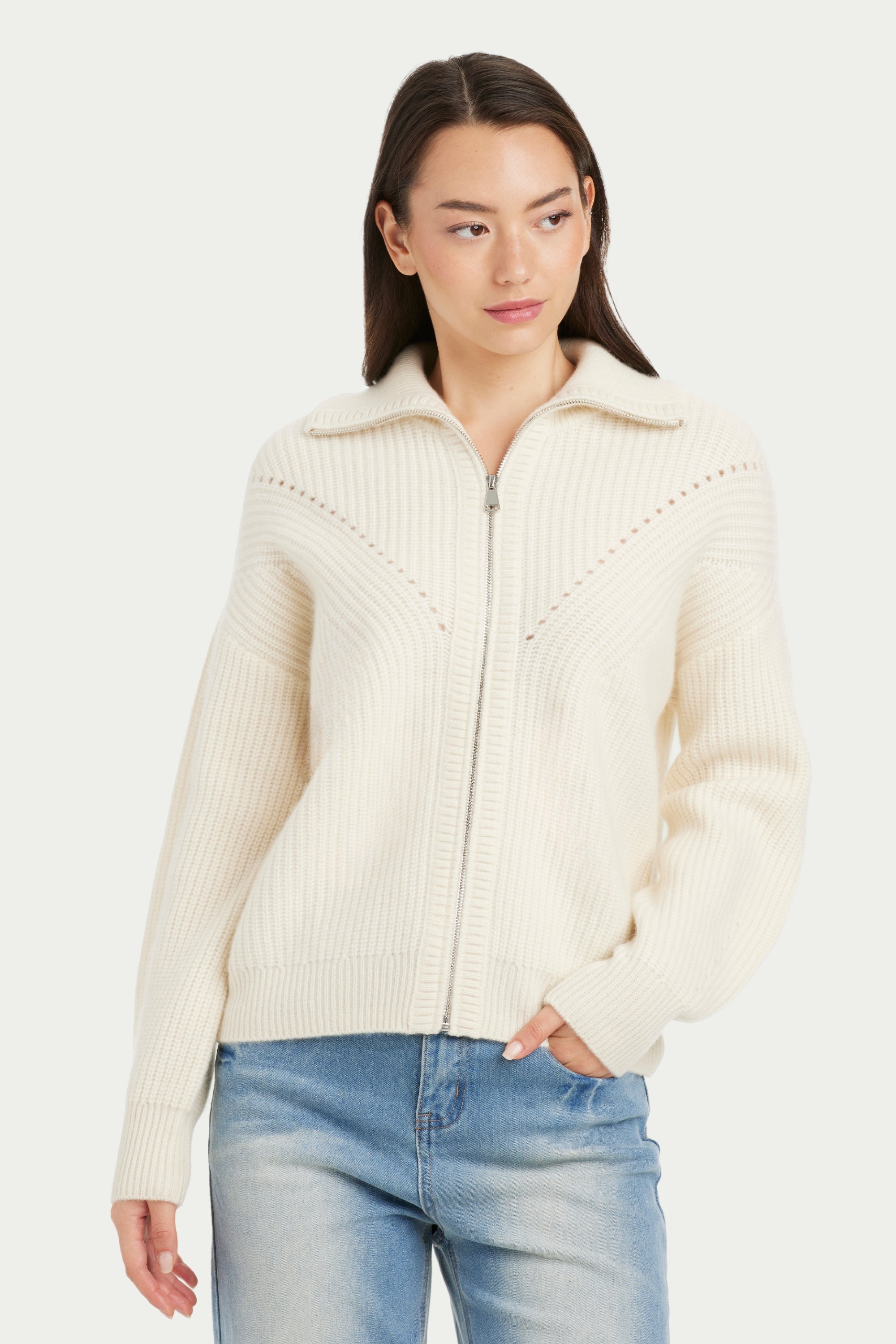 Rachel Zip Front Cashmere Cardigan - SOLOVA MOVE