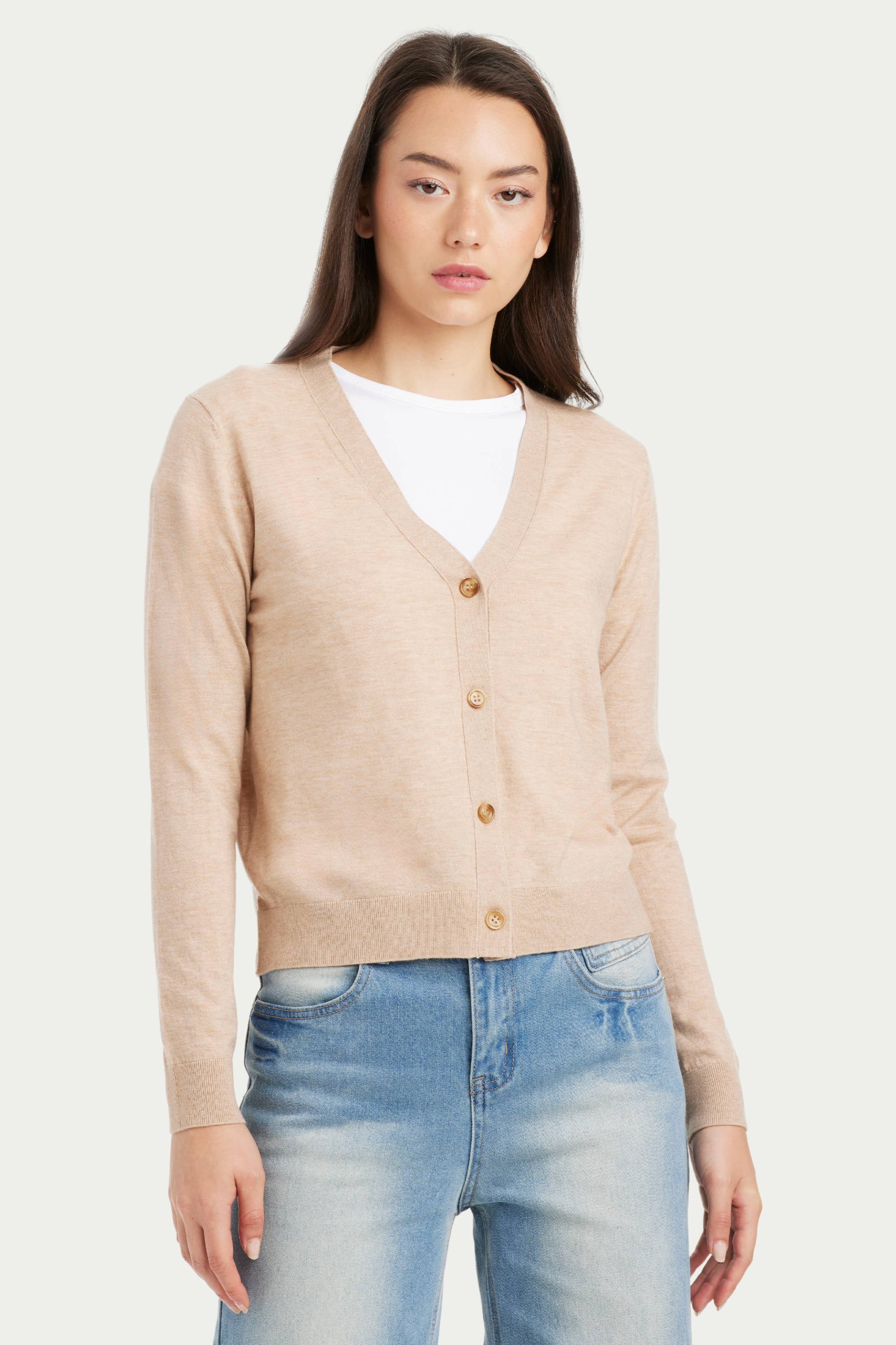 Loise Cashmere Button Front V Neck Cardigan - SOLOVA MOVE