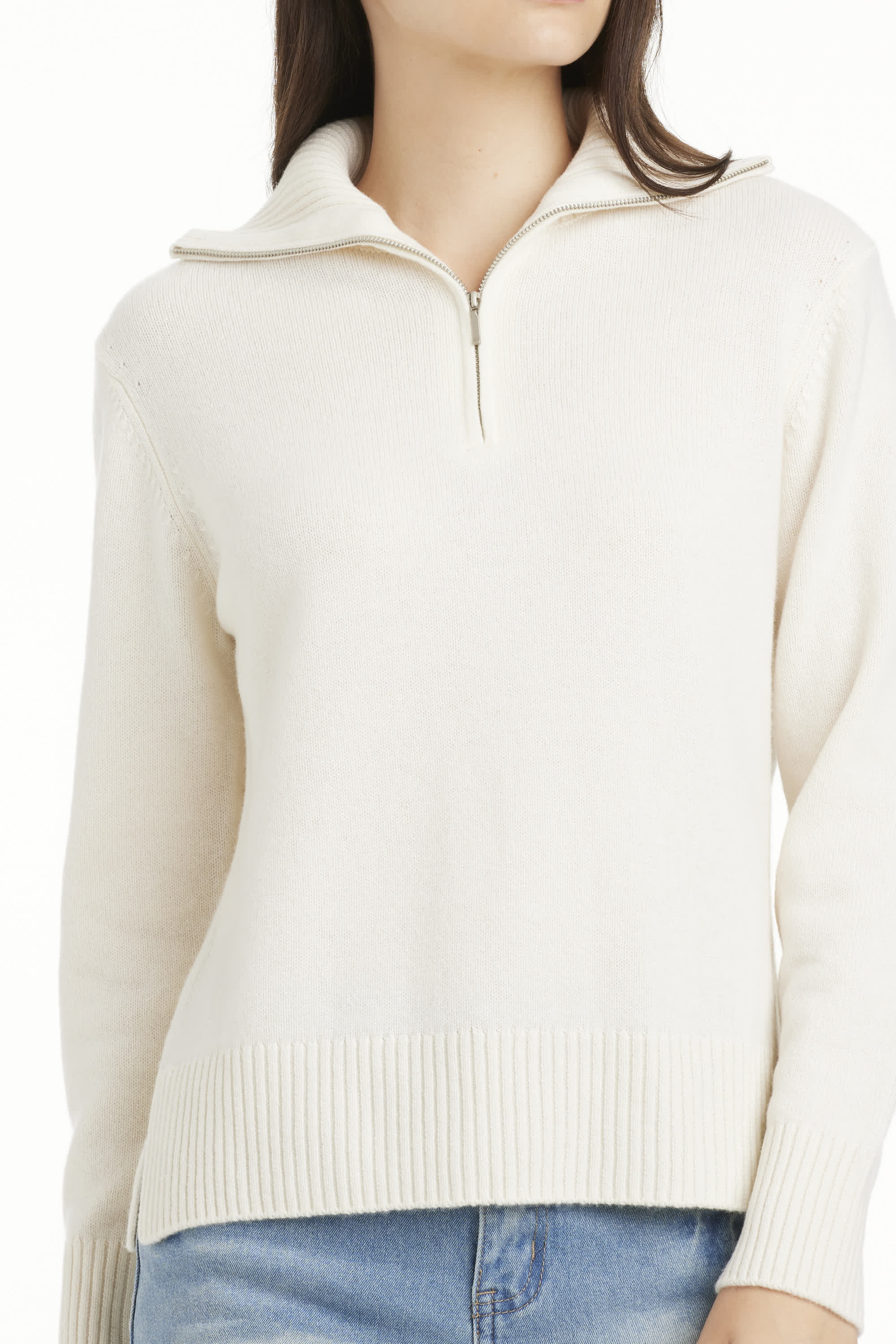 Anna Cashmere Blend Half Zip Sweater