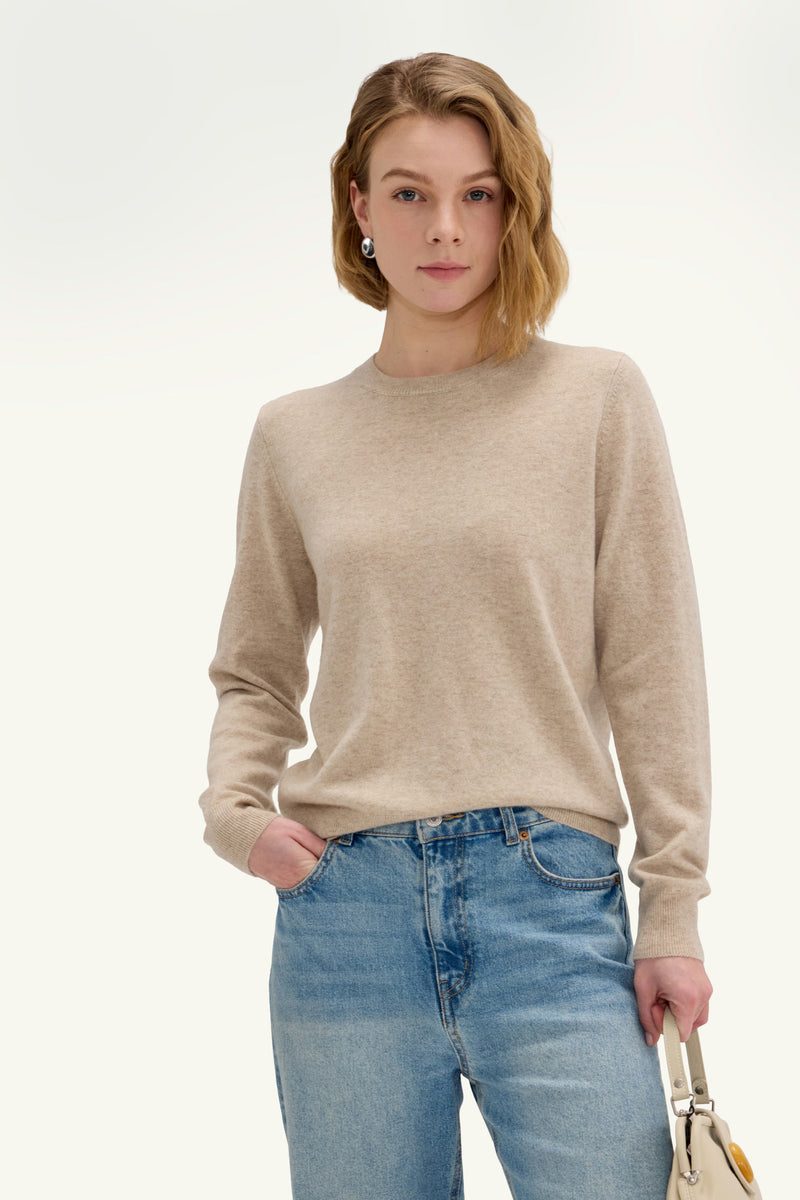 Julia Cashmere Crewneck -Oatmeal - SOLOVA MOVE