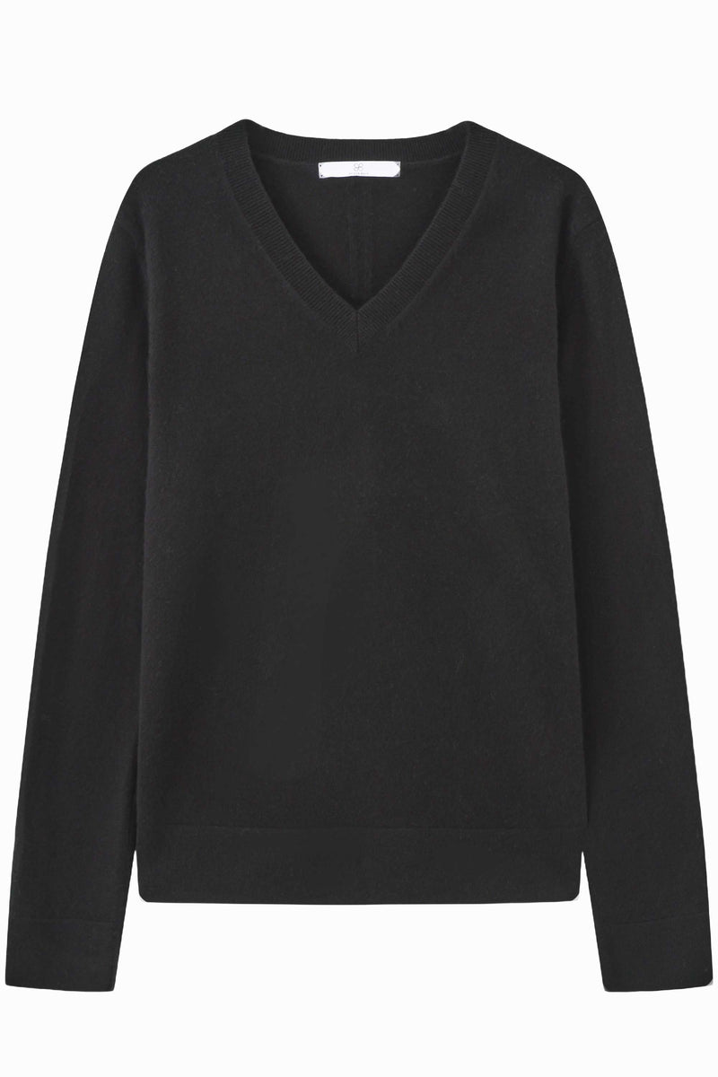 Lightweight Baby Cashmere V-Neck-Black