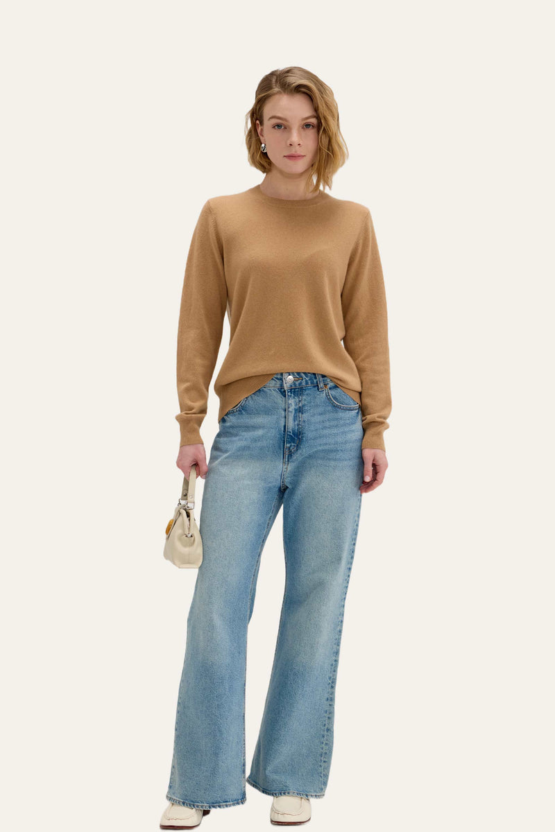 Lightweight Baby Cashmere Crewneck-Camel