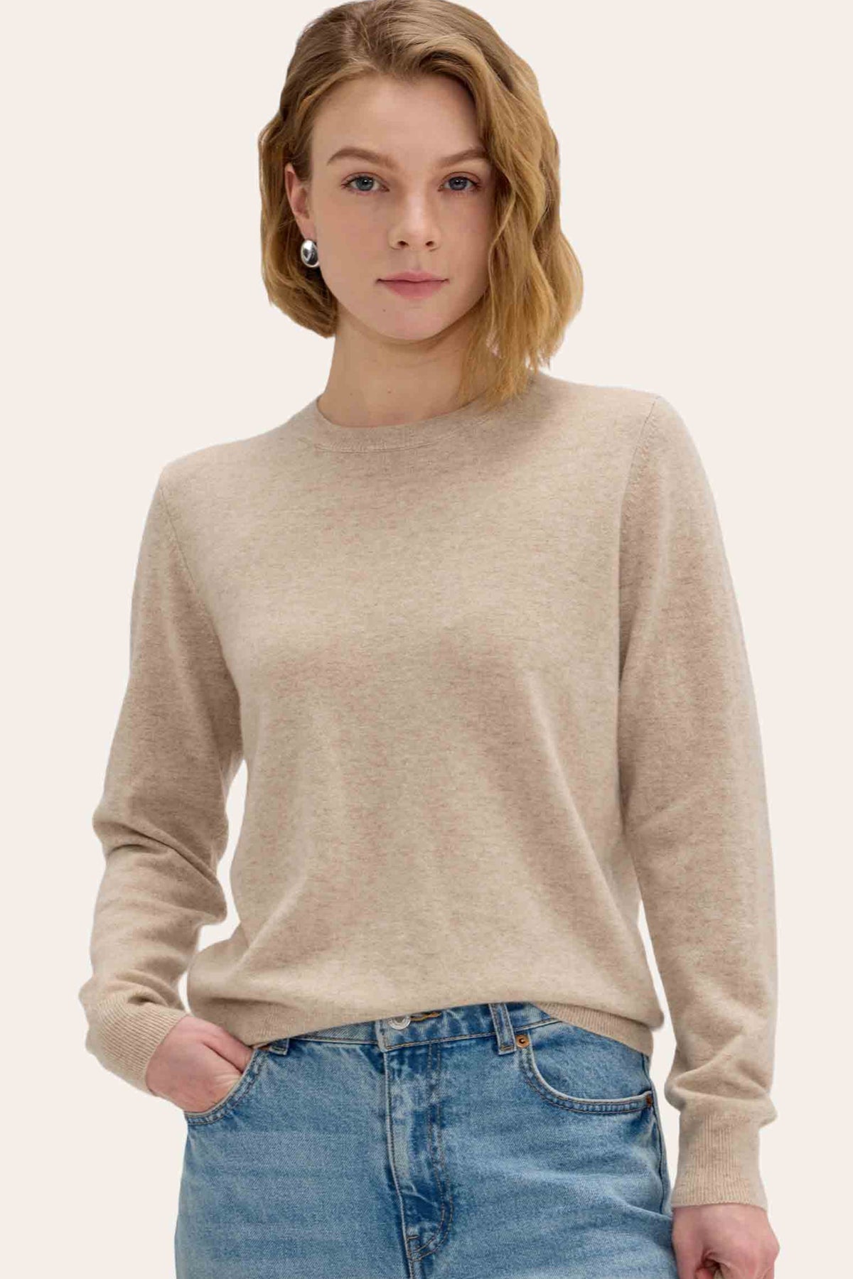 Lightweight Baby Cashmere Crewneck-Camel