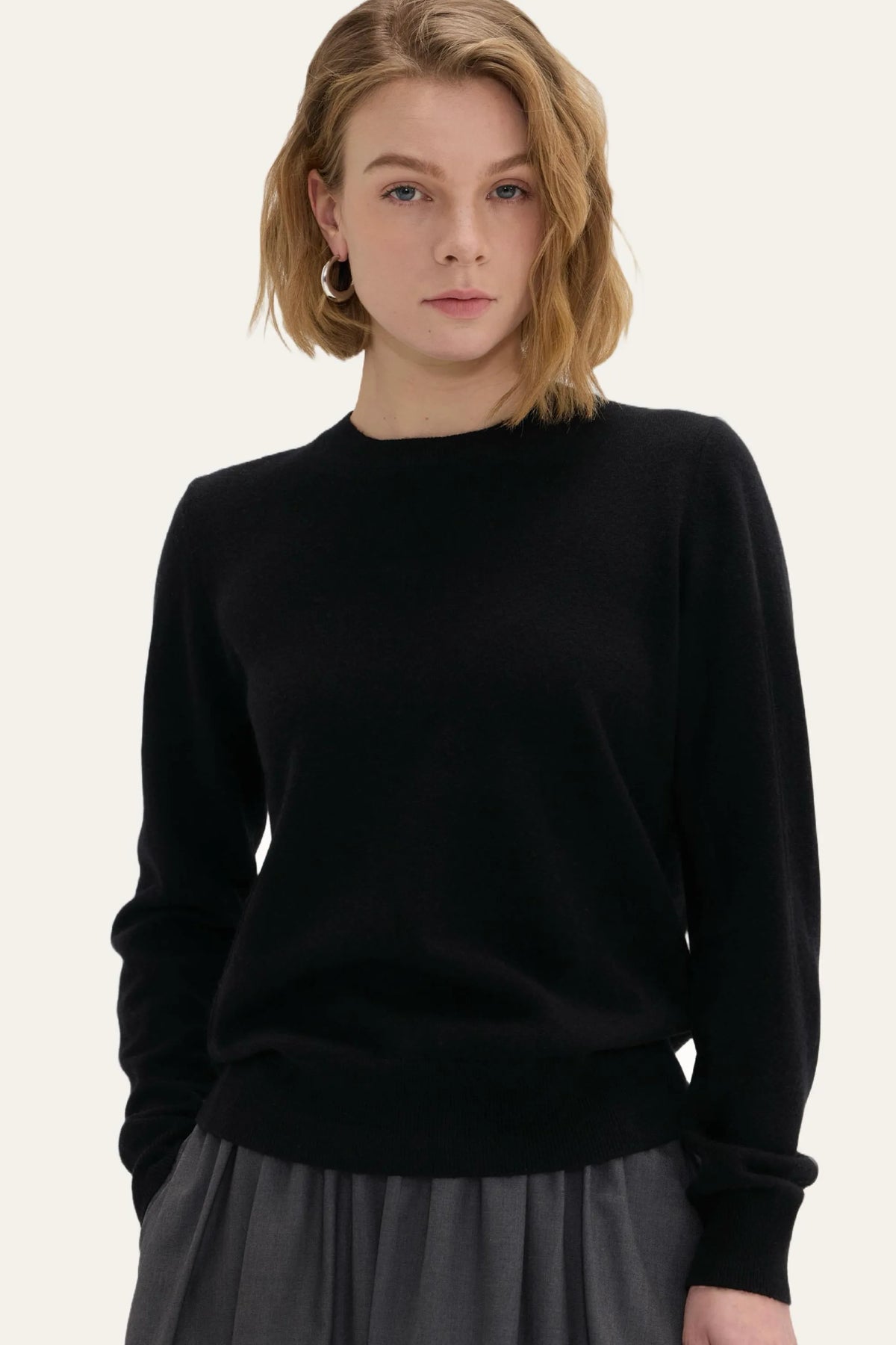 Lightweight Baby Cashmere Crewneck-Camel