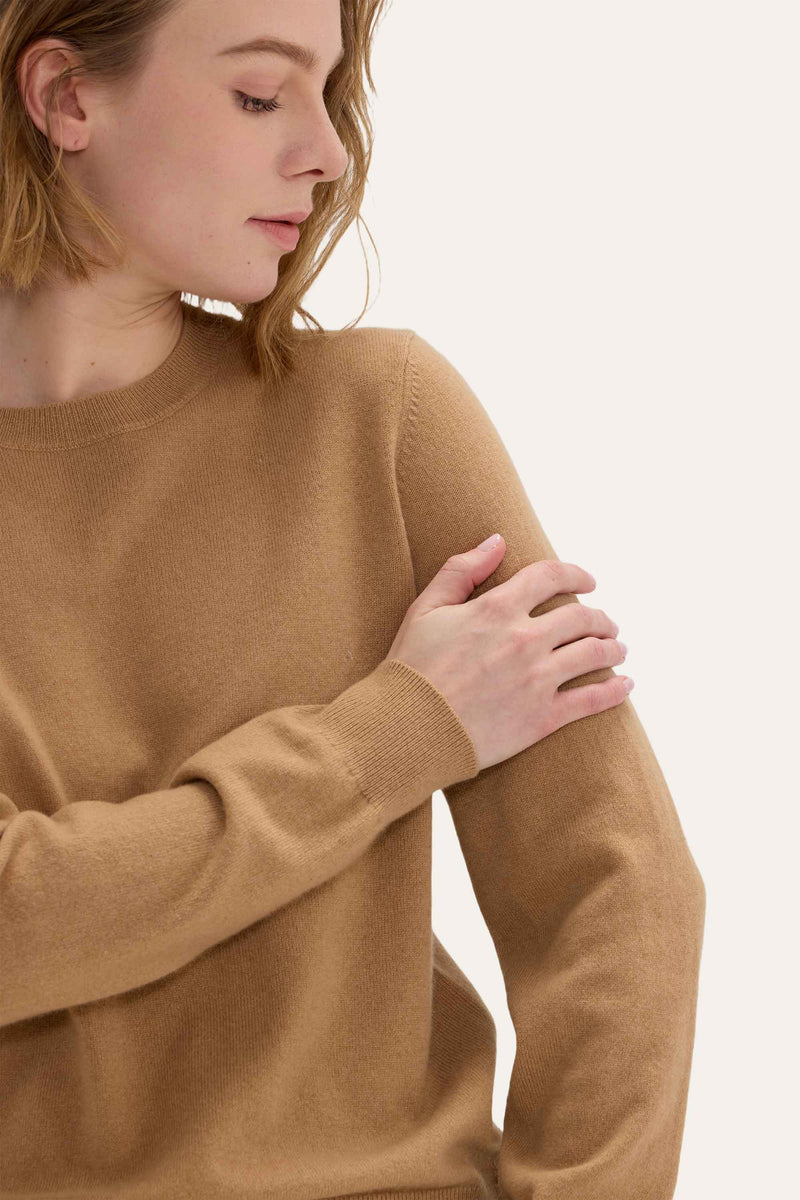 Lightweight Baby Cashmere Crewneck-Camel