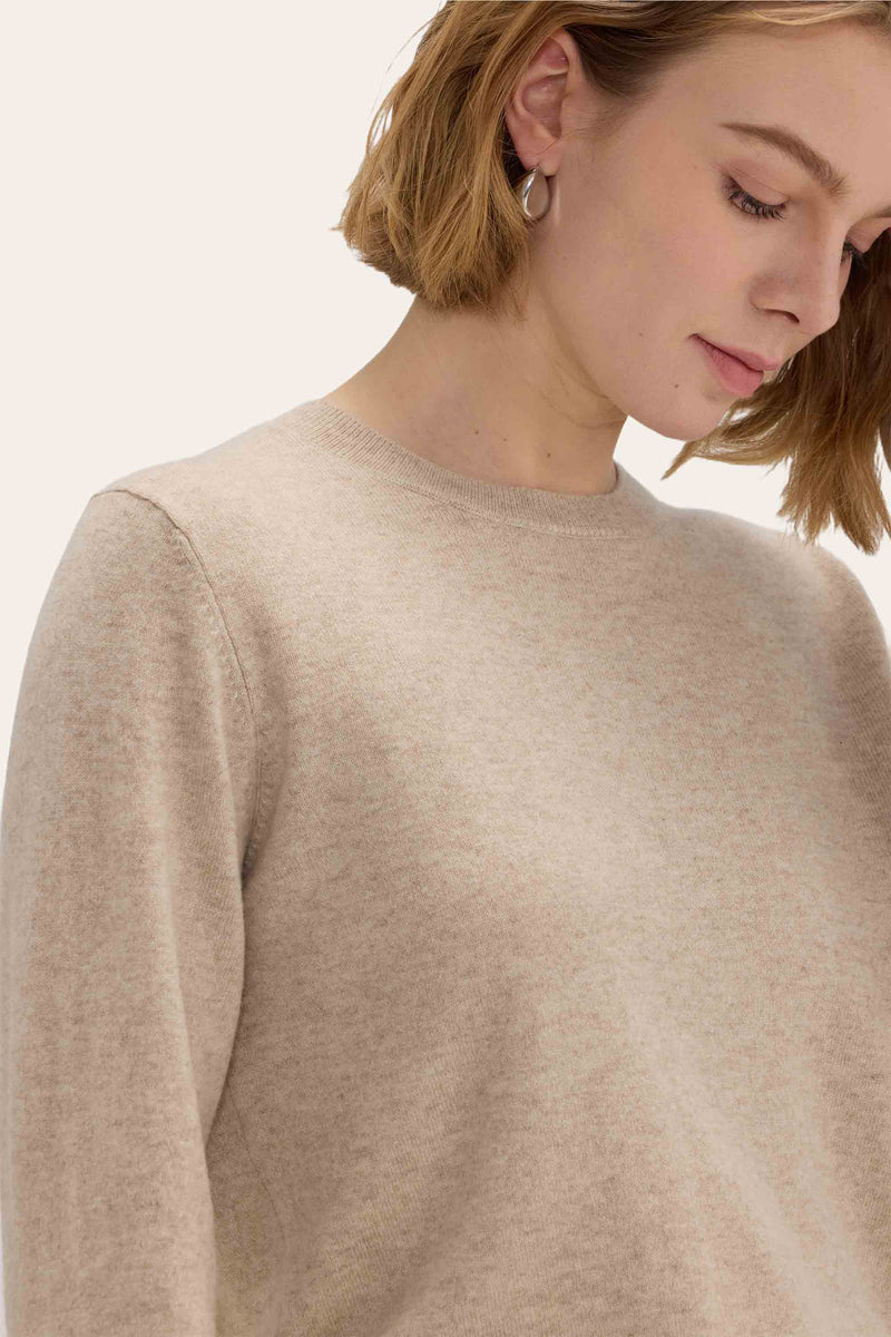 Lightweight Baby Cashmere Crewneck-Oatmeal