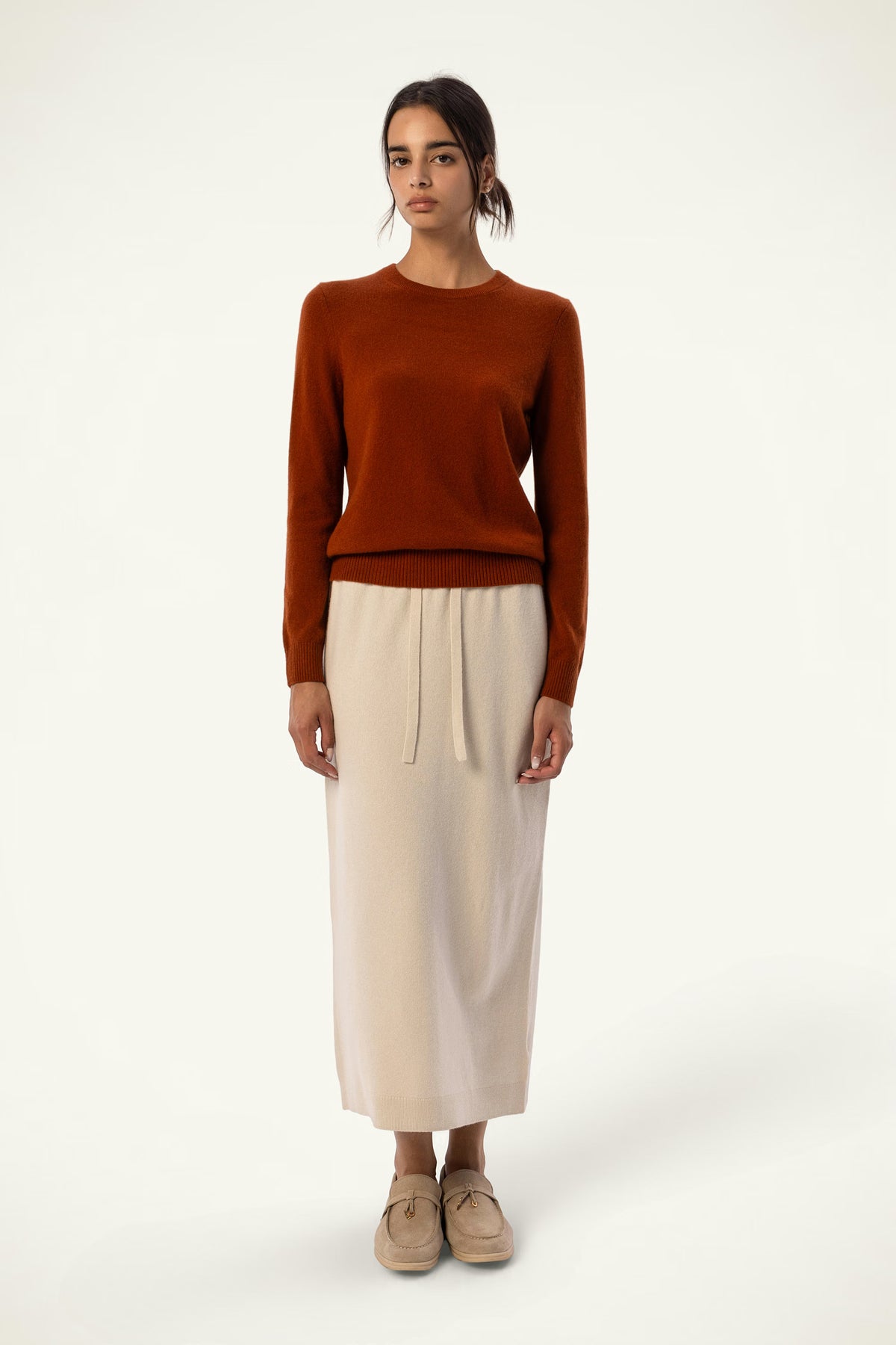 Daily 100% Cashmere Women's Crew Neck Sweater-Red - SOLOVA MOVE