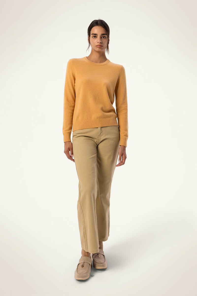 Daily 100% Cashmere Women's Crew Neck Sweater-Golden Wheat - SOLOVA MOVE