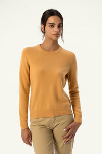 Daily 100% Cashmere Women's Crew Neck Sweater-Golden Wheat - SOLOVA MOVE