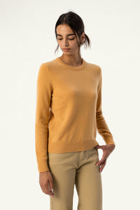 Daily 100% Cashmere Women's Crew Neck Sweater-Golden Wheat - SOLOVA MOVE
