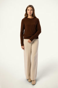 Daily 100% Cashmere Women's Crew Neck Sweater-Espresso Brown - SOLOVA MOVE