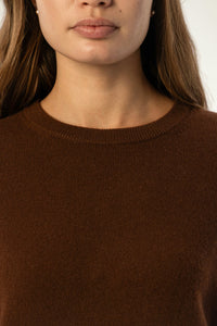 Daily 100% Cashmere Women's Crew Neck Sweater-Espresso Brown - SOLOVA MOVE
