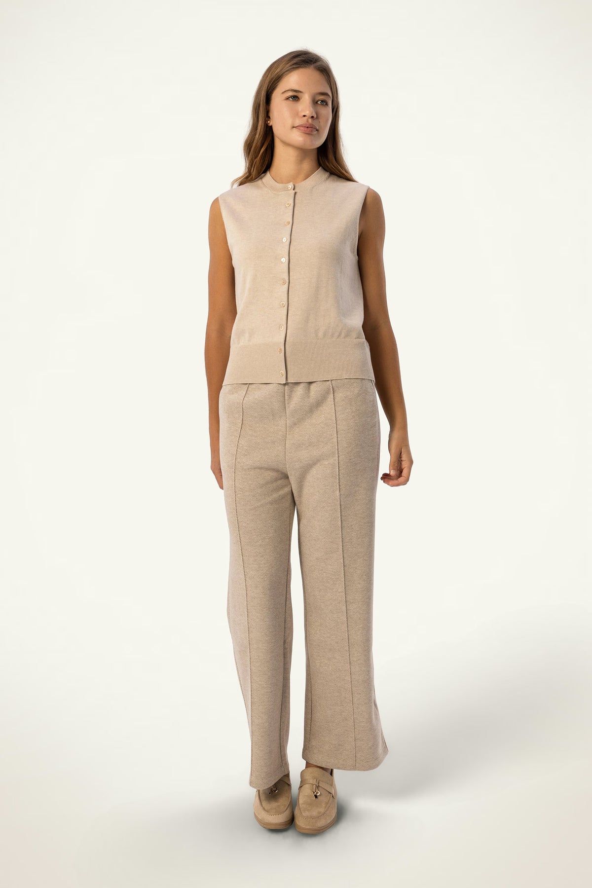 Cotton-Silk-Cashmere Sleeveless Cardigan