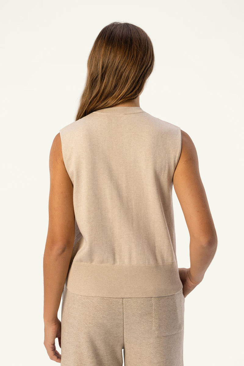 Cotton-Silk-Cashmere Sleeveless Cardigan