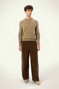Daily 100% Cashmere Men's Crew Neck Sweater-Army Green - SOLOVA MOVE
