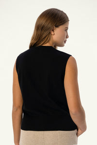 Cotton-Silk-Cashmere Sleeveless Cardigan