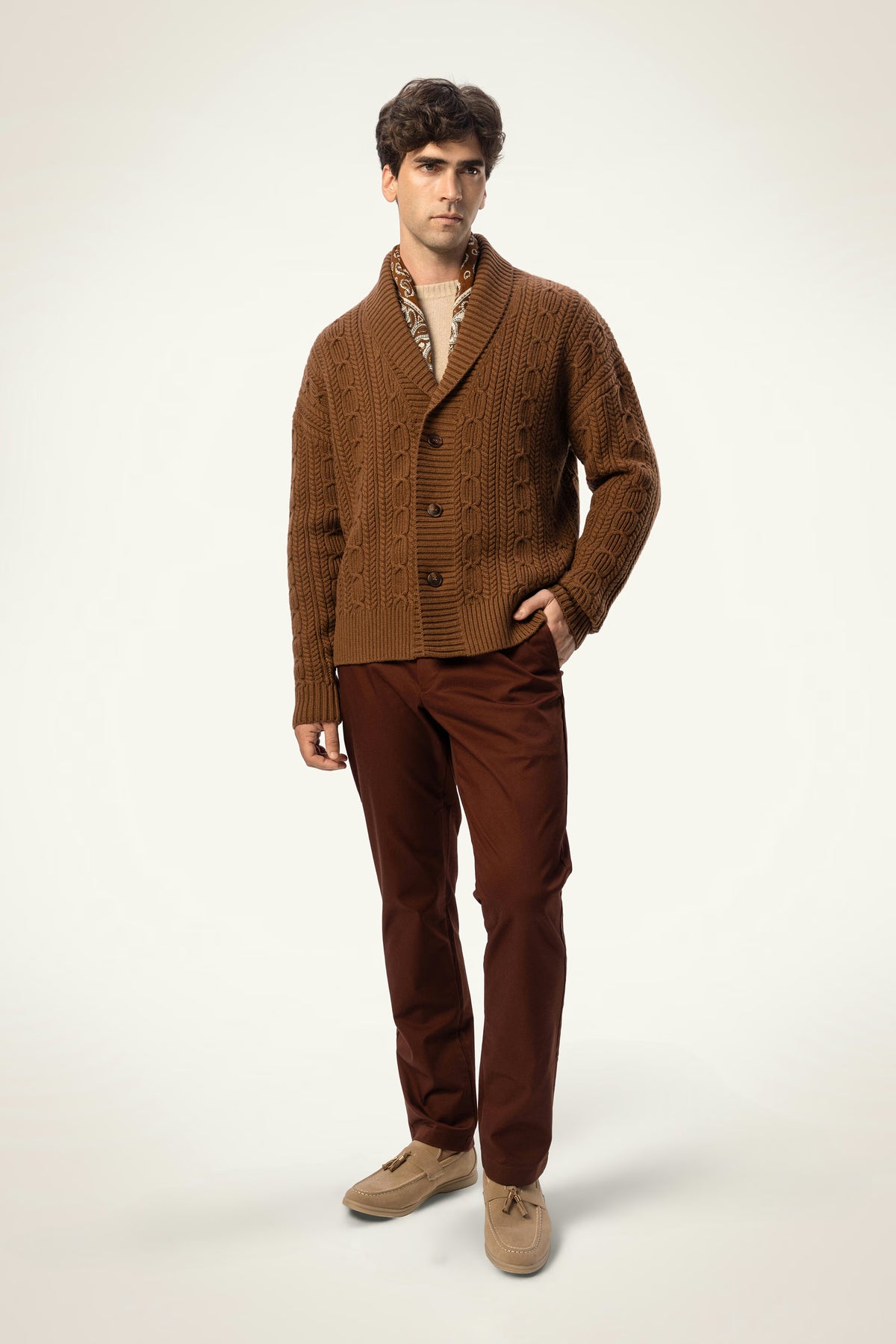 Wool-Cashmere Cable V-Neck Cardigan - SOLOVA MOVE