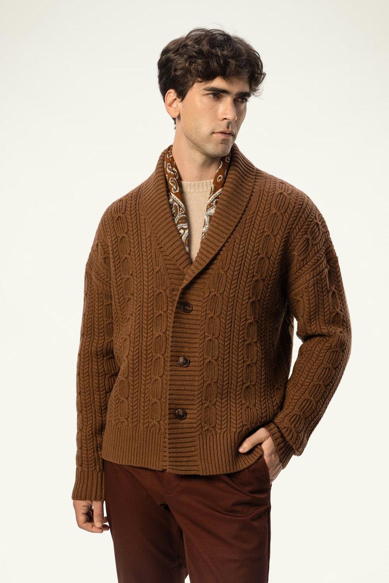 Wool-Cashmere Cable V-Neck Cardigan - SOLOVA MOVE