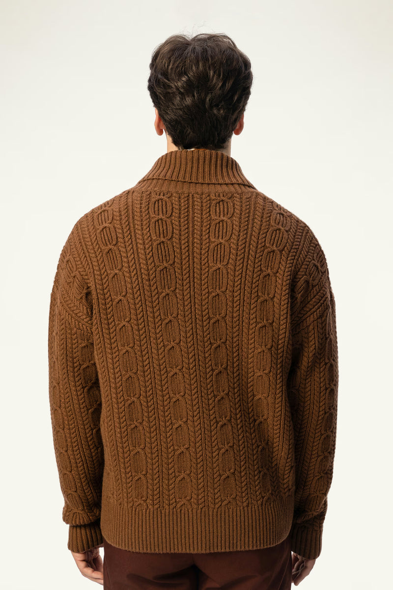 Wool-Cashmere Cable V-Neck Cardigan - SOLOVA MOVE