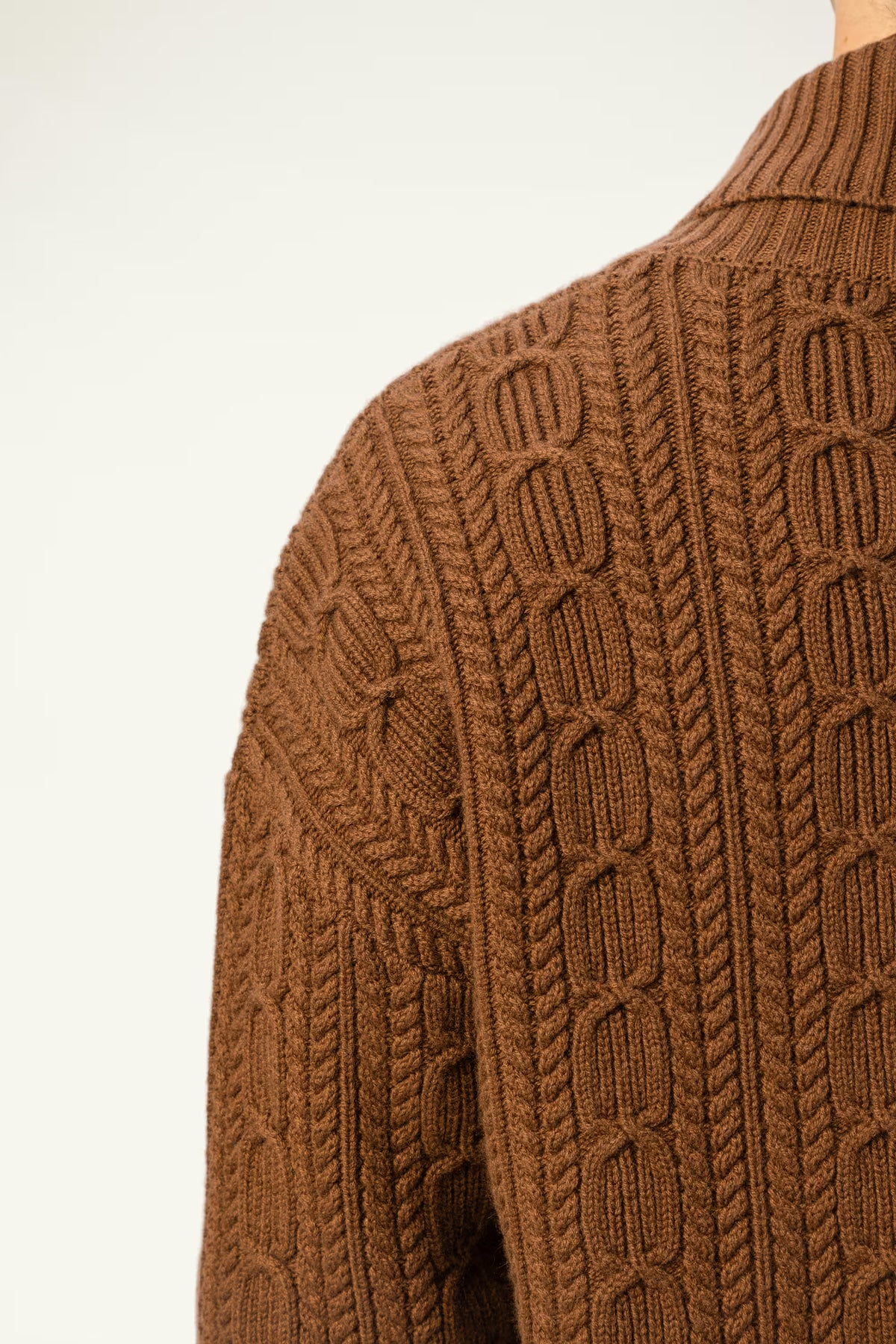 Wool-Cashmere Cable V-Neck Cardigan - SOLOVA MOVE