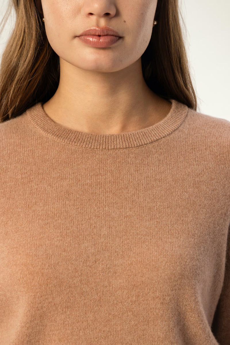 Daily 100% Cashmere Women's Crew Neck Sweater-Light Brown - SOLOVA MOVE