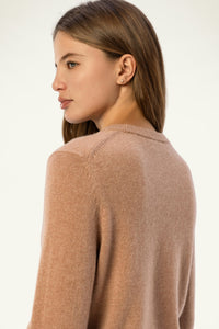 Daily 100% Cashmere Women's Crew Neck Sweater-Light Brown - SOLOVA MOVE