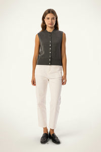 Cotton-Silk-Cashmere Sleeveless Cardigan