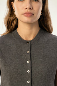 Cotton-Silk-Cashmere Sleeveless Cardigan
