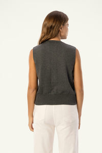 Cotton-Silk-Cashmere Sleeveless Cardigan