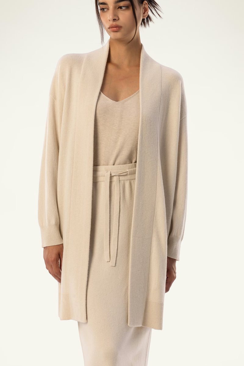Wool-Cashmere Longline Open Cardigan - SOLOVA MOVE