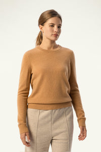 Daily 100% Cashmere Women's Crew Neck Sweater-Camel - SOLOVA MOVE