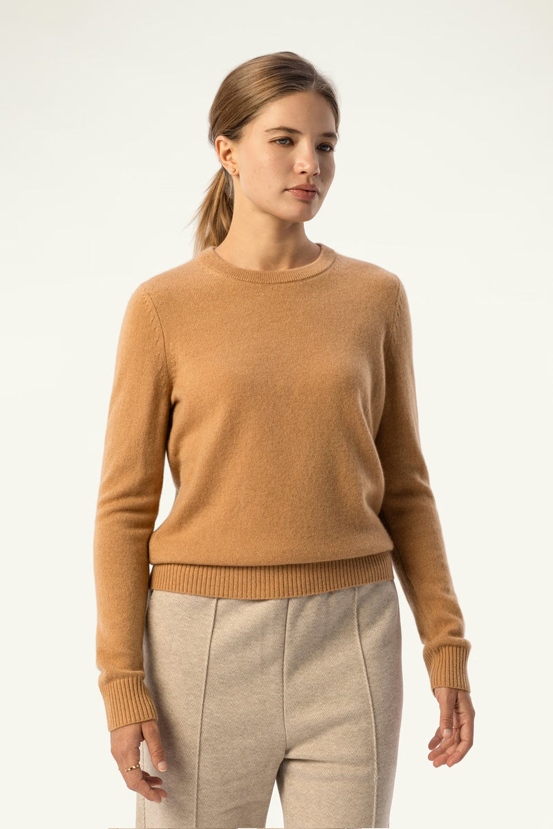 Daily 100% Cashmere Women's Crew Neck Sweater-Camel - SOLOVA MOVE