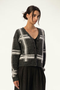 Daily Windowpane V-Neck Cardigan - SOLOVA MOVE