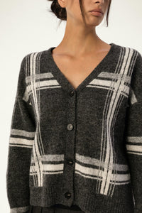Daily Windowpane V-Neck Cardigan - SOLOVA MOVE