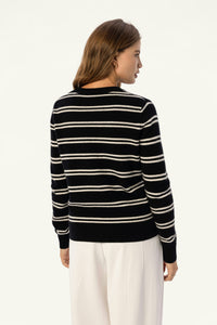 Striped V-Neck Baby Cashmere Sweater - SOLOVA MOVE
