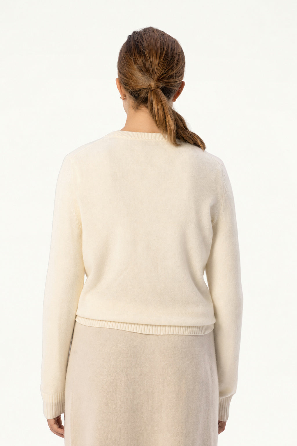 Daily Women's Cashmere Crewneck — White - SOLOVA MOVE