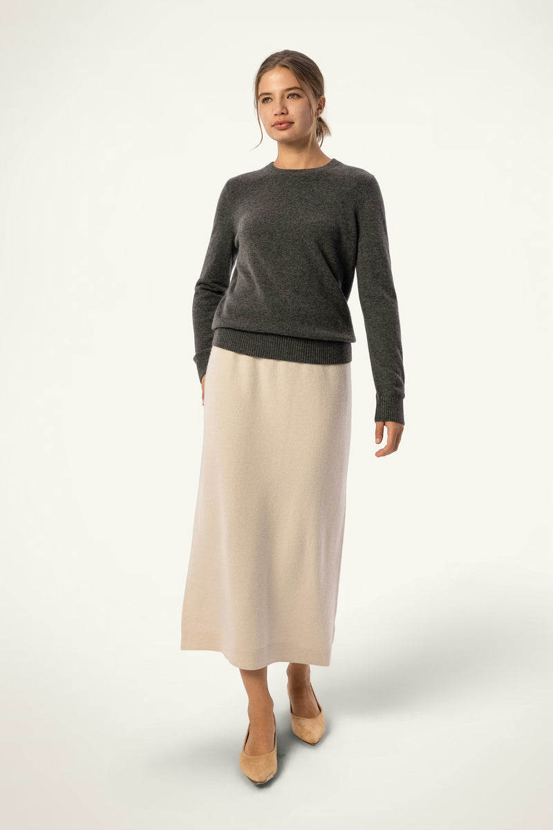 Daily 100% Cashmere Women's Crew Neck Sweater-Charcoal - SOLOVA MOVE