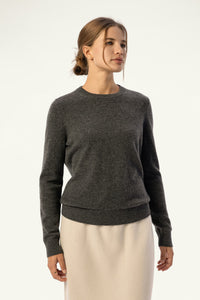 Daily 100% Cashmere Women's Crew Neck Sweater-Charcoal - SOLOVA MOVE