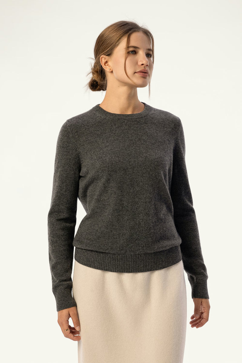 Daily 100% Cashmere Women's Crew Neck Sweater-Charcoal - SOLOVA MOVE
