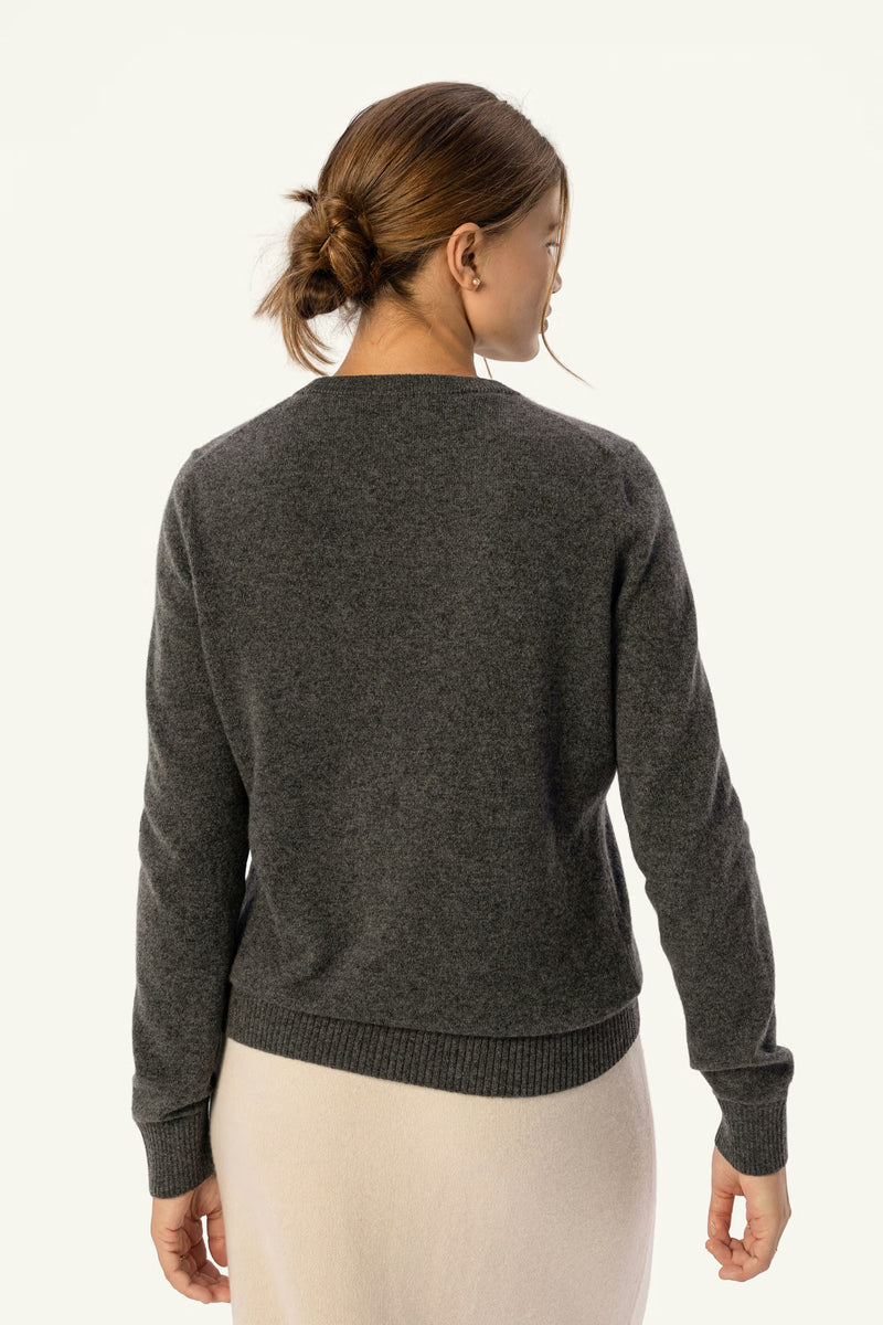 Daily 100% Cashmere Women's Crew Neck Sweater-Charcoal - SOLOVA MOVE