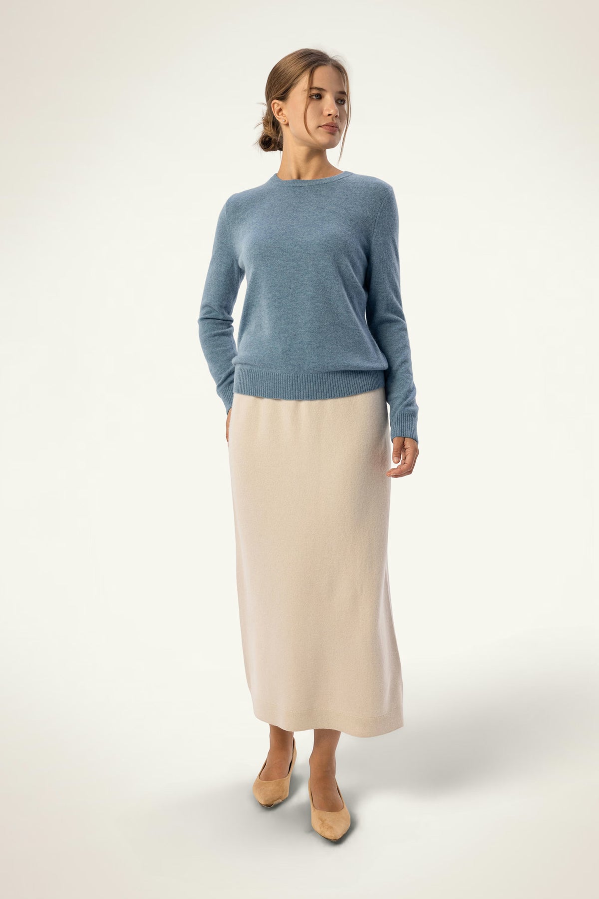 Daily 100% Cashmere Women's Crew Neck Sweater-Dusty Blue - SOLOVA MOVE