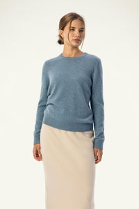 Daily 100% Cashmere Women's Crew Neck Sweater-Dusty Blue - SOLOVA MOVE