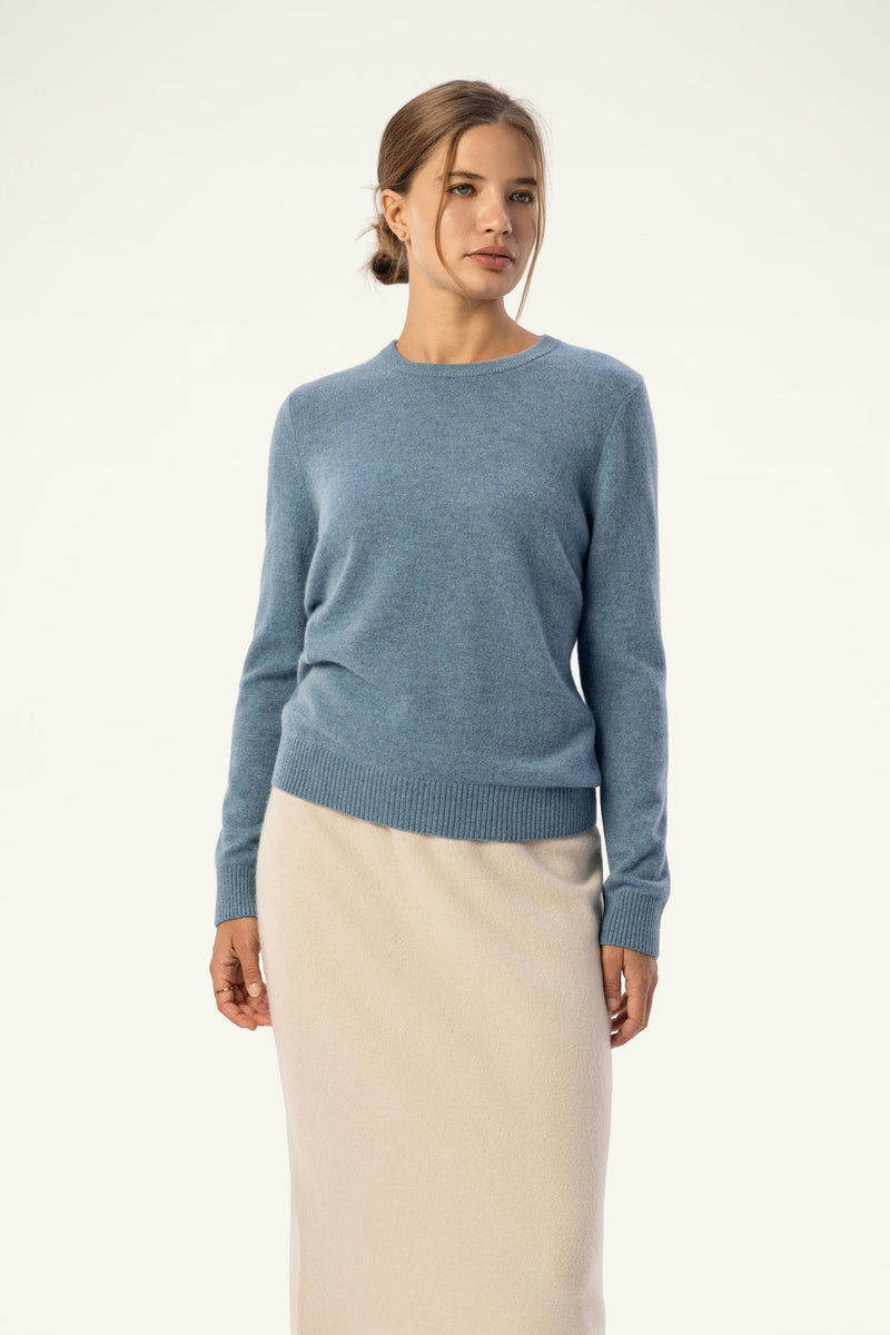 Daily 100% Cashmere Women's Crew Neck Sweater-Dusty Blue - SOLOVA MOVE