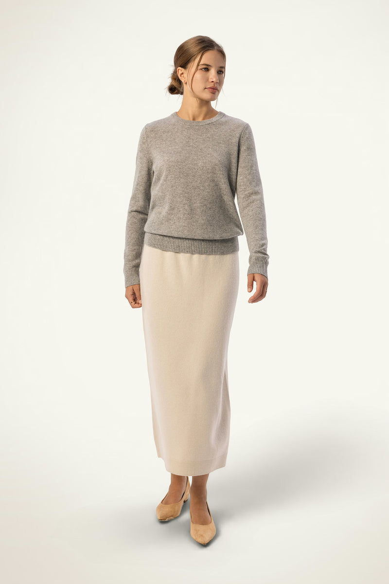 Daily 100% Cashmere Women's Crew Neck Sweater-Light Gray - SOLOVA MOVE